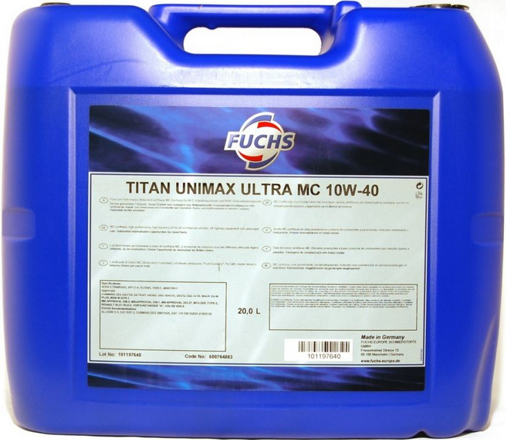 Масло моторное полусинтетическое FUCSH TITAN UNIMAX PLUS MC 10W-40 20л - фото 1 - id-p254046115