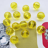 Пластикова намистина, гранована куля, жовта 8 мм, 20 г
