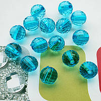 Пластикова намистина, гранована куля, блакитна 8 мм, 20 г