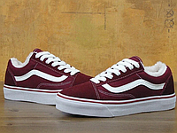 Женские кеды Vans Old Skool Red White (мех) 11069