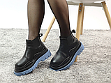 Жіночі черевики Bottega Veneta Mini Black Blue (мех) ALL07366, фото 3