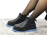 Жіночі черевики Bottega Veneta Mini Black Blue (мех) ALL07366, фото 6