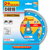 Диск алмазний відрізний TURBO 180 мм RICHMANN сегмент 10 мм сухий і мокрий різ (C4810)