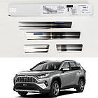 Захисні накладки на пороги "Hybrid" для Toyota RAV-4 2018-2024 /нерж.сталь/