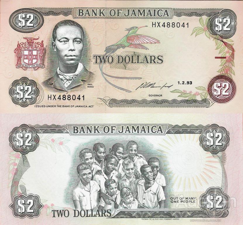 Ямайка/Jamaica 2 Dollar 1993 UNC No189, фото 1