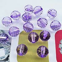 Пластикова намистина, гранована куля,  фіолетова 8 мм, 500 г