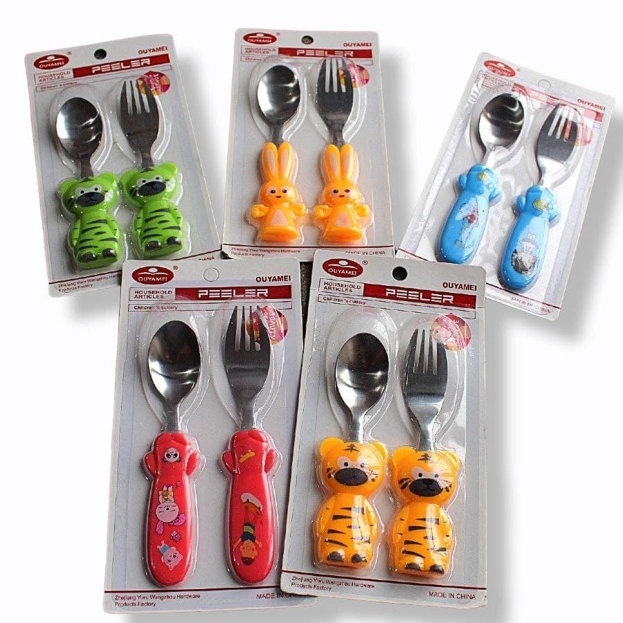 Набір дитячий вилка та ложка HLS 14 см, дитячий посуд, фото 1