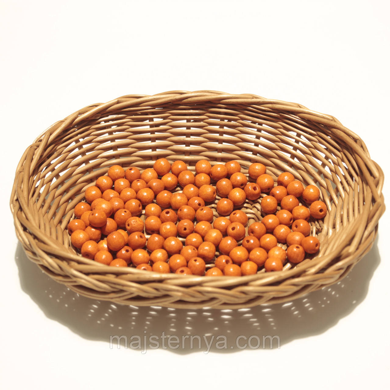 Дерев'яні намистини 8мм (100шт в упаковці) помаранчевого кольору