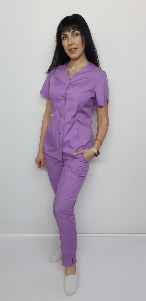 Костюм жіночий медичний Мілан бавовна на ґудзиках короткий рукав