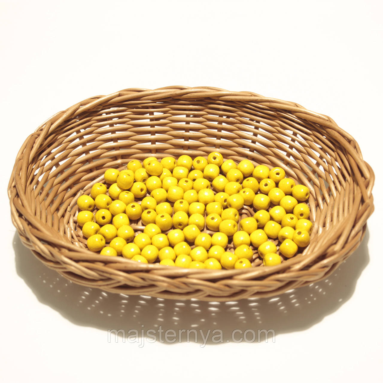 Дерев'яні намистини 8мм (100шт в упаковці) жовтого кольору