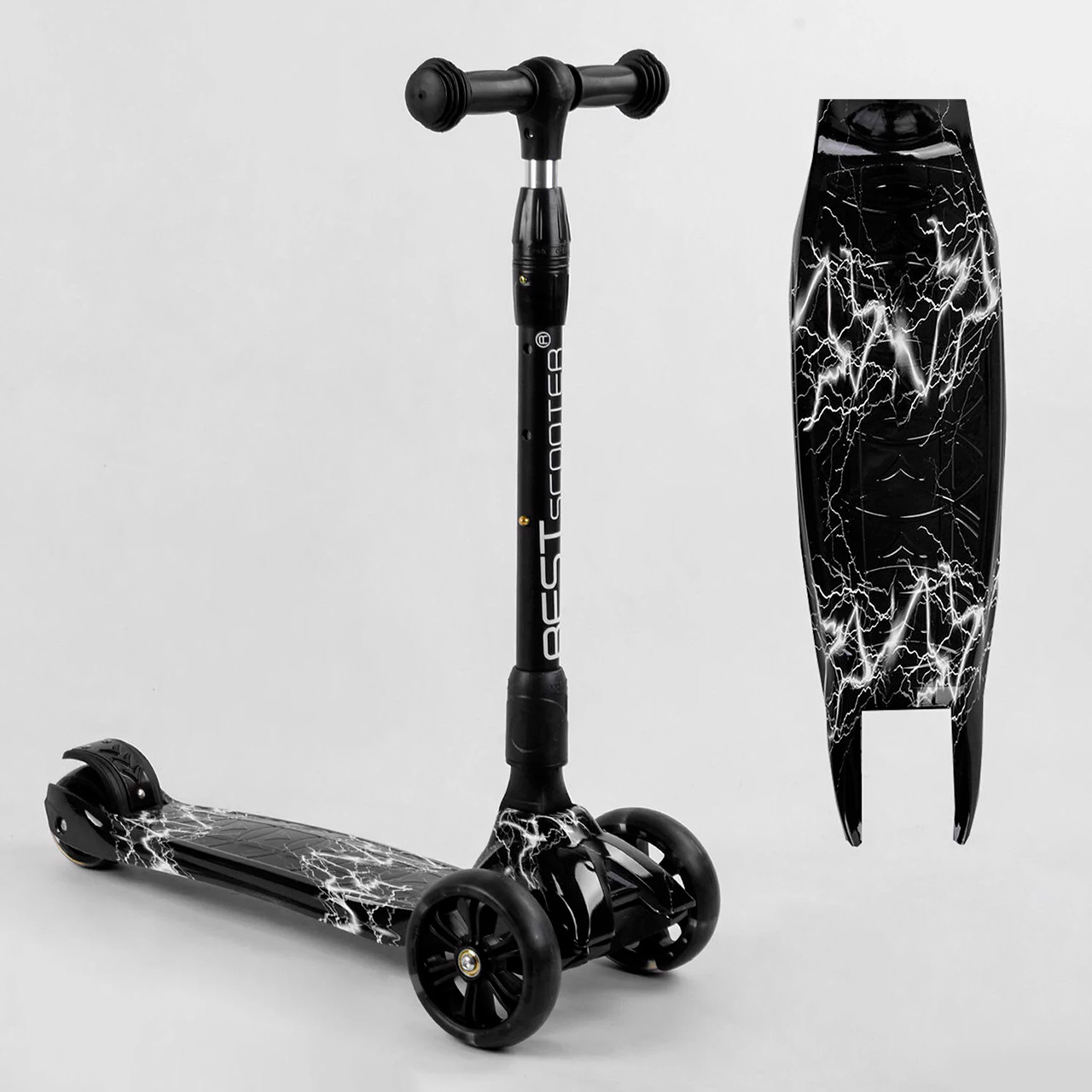 Дитячий триколісний самокат Best Scooter 11-505 MAXI світяться смарт колеса, складаний кермо 3-6 років
