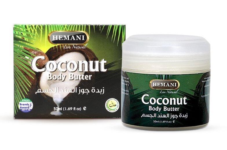 Крем для тіла зволожувальний з олією кокоса 50ml Coconut Body Butter Hemani, фото 1