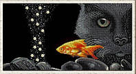 НІК-1332 Кіт і золота рибка. Схема для вишивки бісером ТМ Коник 29х39
