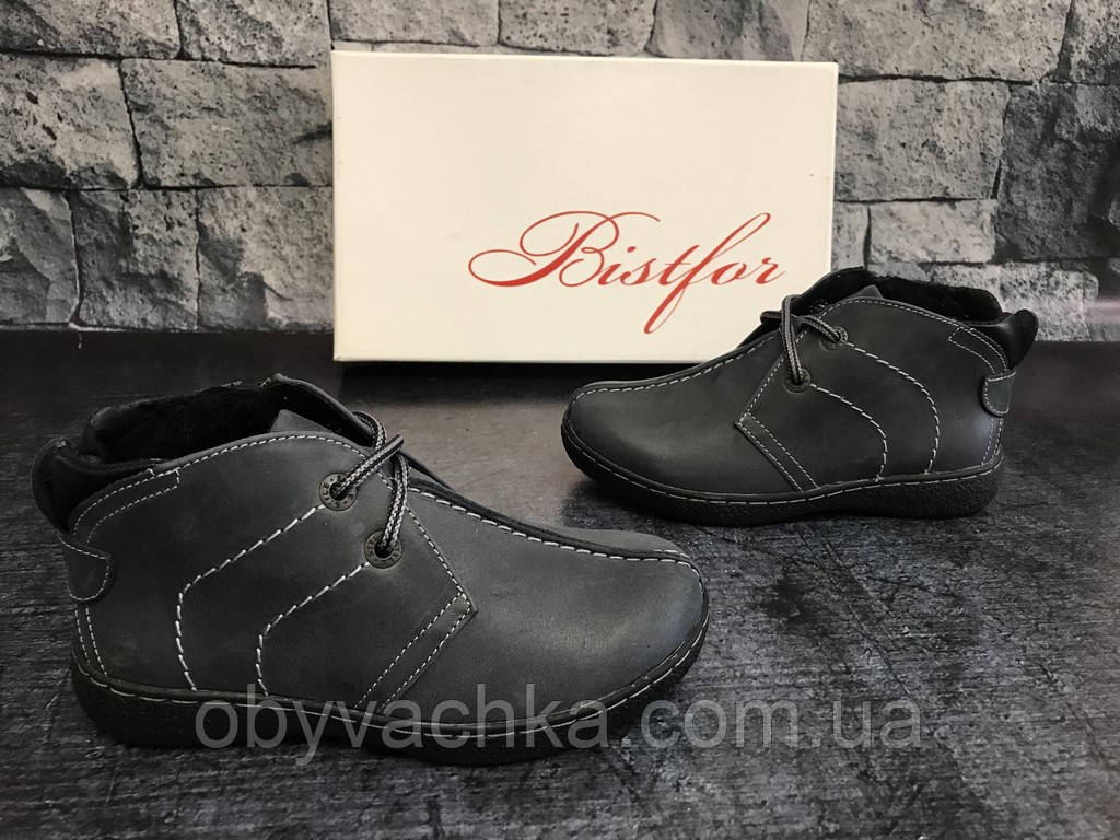 Шкіряні черевики в сірому кольорі на байці, Bistfor