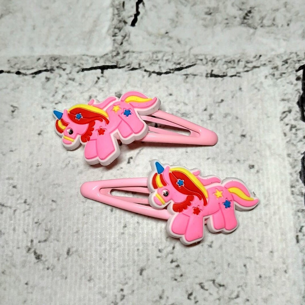 Заколки, шпильки для волосся дитячі, зажим тік-так, Єдиноріг, 2 шт