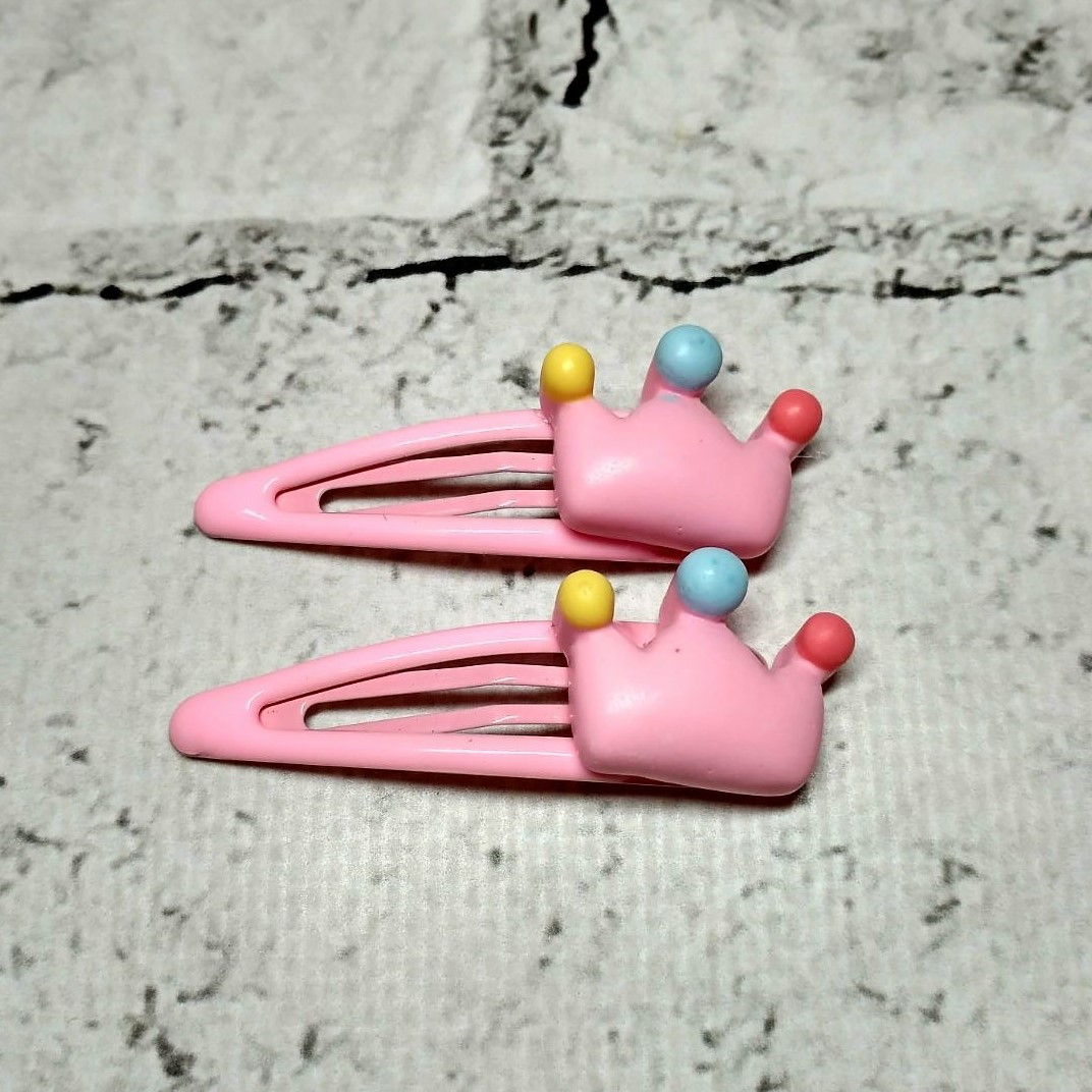 Заколки, шпильки для волосся дитячі, зажим тік-так, Корона, 2 шт