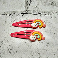 Заколки, шпильки для волосся дитячі, зажим тік-так, Веселка, 2 шт