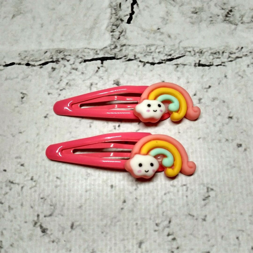 Заколки, шпильки для волосся дитячі, зажим тік-так, Веселка, 2 шт