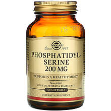 Фосфатидилсерин SOLGAR "Phosphatidyl-Serine" підтримка пам'яті та мозку, 200 мг (60 гелевих капсул)