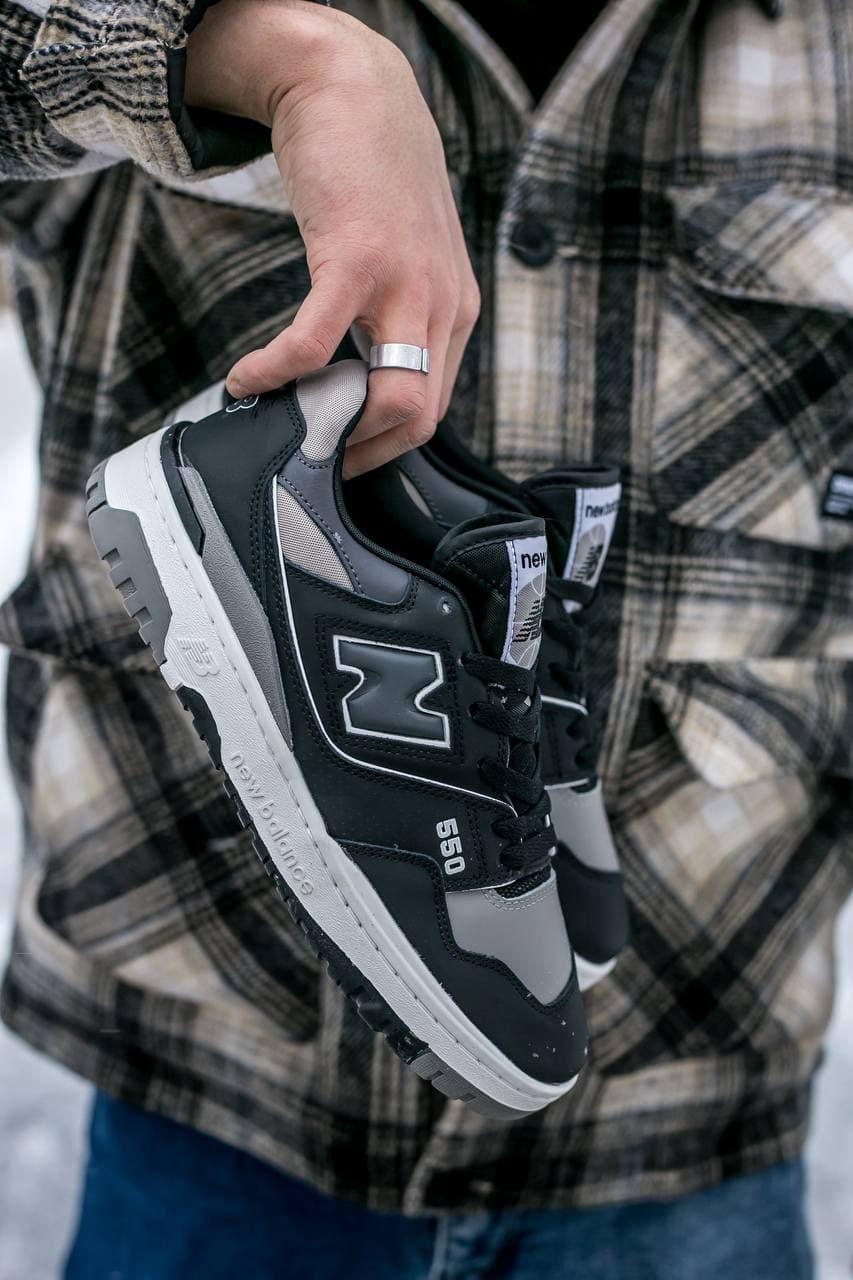 Кросівки чоловічі чорні New Balance 550 Black Grey White (07790), фото 1