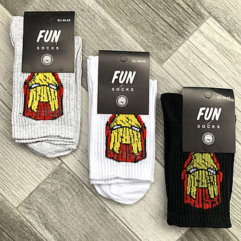 Шкарпетки чоловічі демісезонні спортивні бавовна Fun Socks, розмір 40-45, високі, асорті, 02138