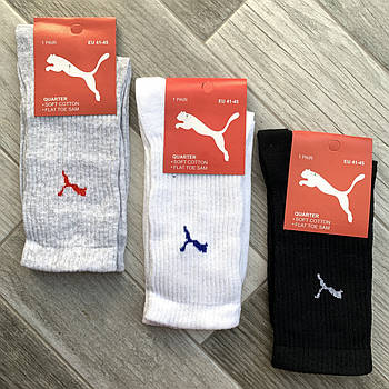Шкарпетки чоловічі демісезонні спортивні бавовна Puma, розмір 41-45, високі, асорті, 11611