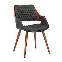 Дизайнерский стул Hardy фанерный блок орех+ черный кожзам