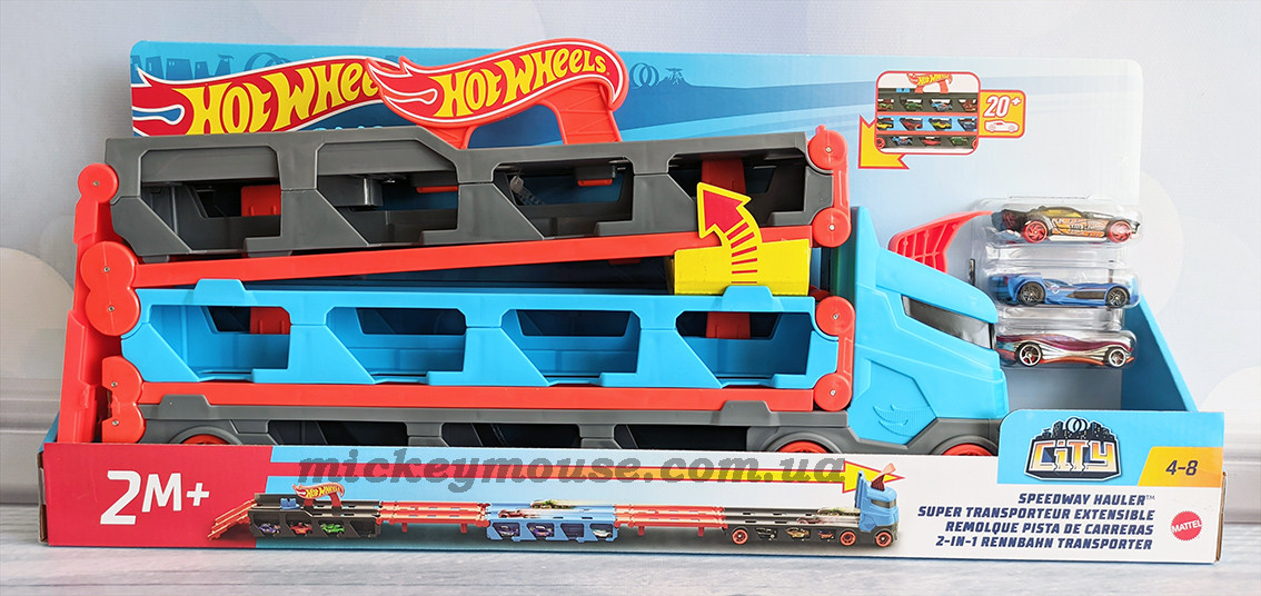 Трек Хот Вілс Вантажівка-транспортер Суперперегони 2 в 1 Hot Wheels Speedway Hauler GVG37