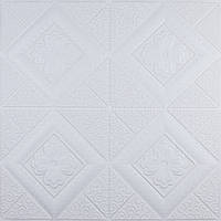 Al 3D-панель декоративна м'яка самоклейна для стелі на стіну в спальню 3д самоклейка біла вишиванка 700x700x5мм