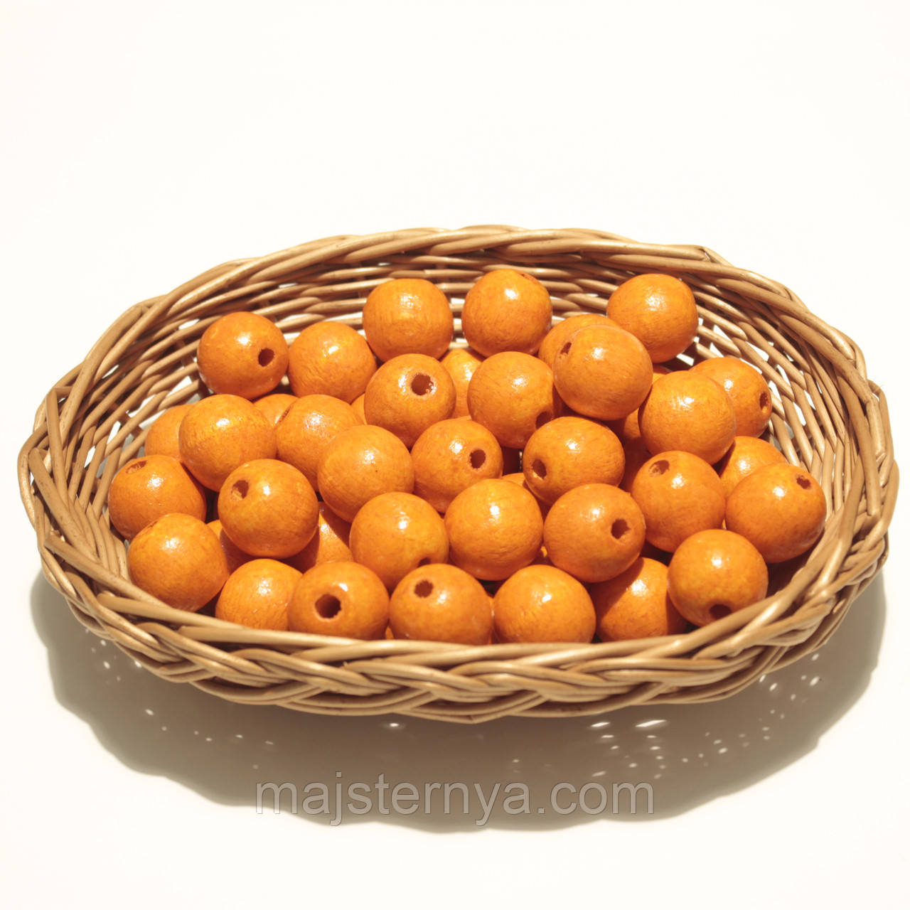 Дерев'яні намистини 20мм (50шт в упаковці) помаранчевого кольору