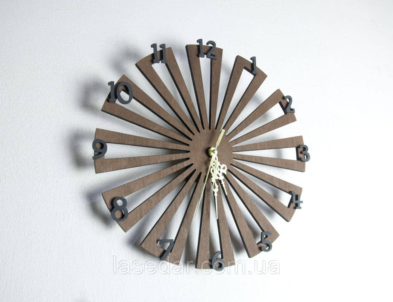 Дизайнерський настінний годинник із дерева, фото 1