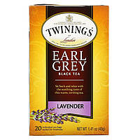 Черный чай Twinings, "Эрл Грей", черный чай с ароматом лаванды, 20 чайных пакетиков, 1,41 унции (40 г) -