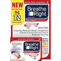 Носовые полоски от храпа Breathe Right Extra Strength Nasal Strips Tan Бриз Райт телесные, 72 полосок