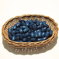 Бусини дерев'яні 20*11мм бочечки (дерев'яні намистини 100шт в уп) синій