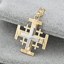 Хрестик з родуванням 36529 для ланцюжка до 3 мм розмір 28х20 мм вага 2.6 г позолота 18К