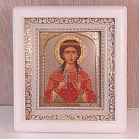 Икона Марина святая великомученица , лик 10х12 см, в белом деревянном киоте