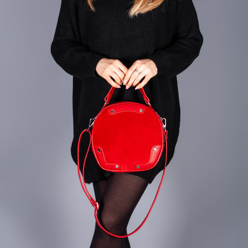 Модна жіноча червона сумка з натуральної шкіри та замші. Пошиття під замовлення в будь-якому кольорі