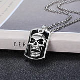 Чоловічий кулон череп у оправі прикрашання біжутерія хром ланцюжок із кулоном, фото 5