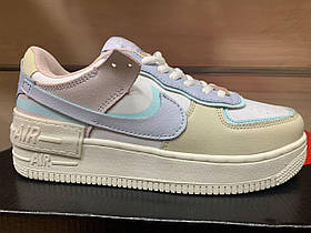 Жіночі кросівки Nike (Найк) Air Force 1 Shadow White/Blue/Beige