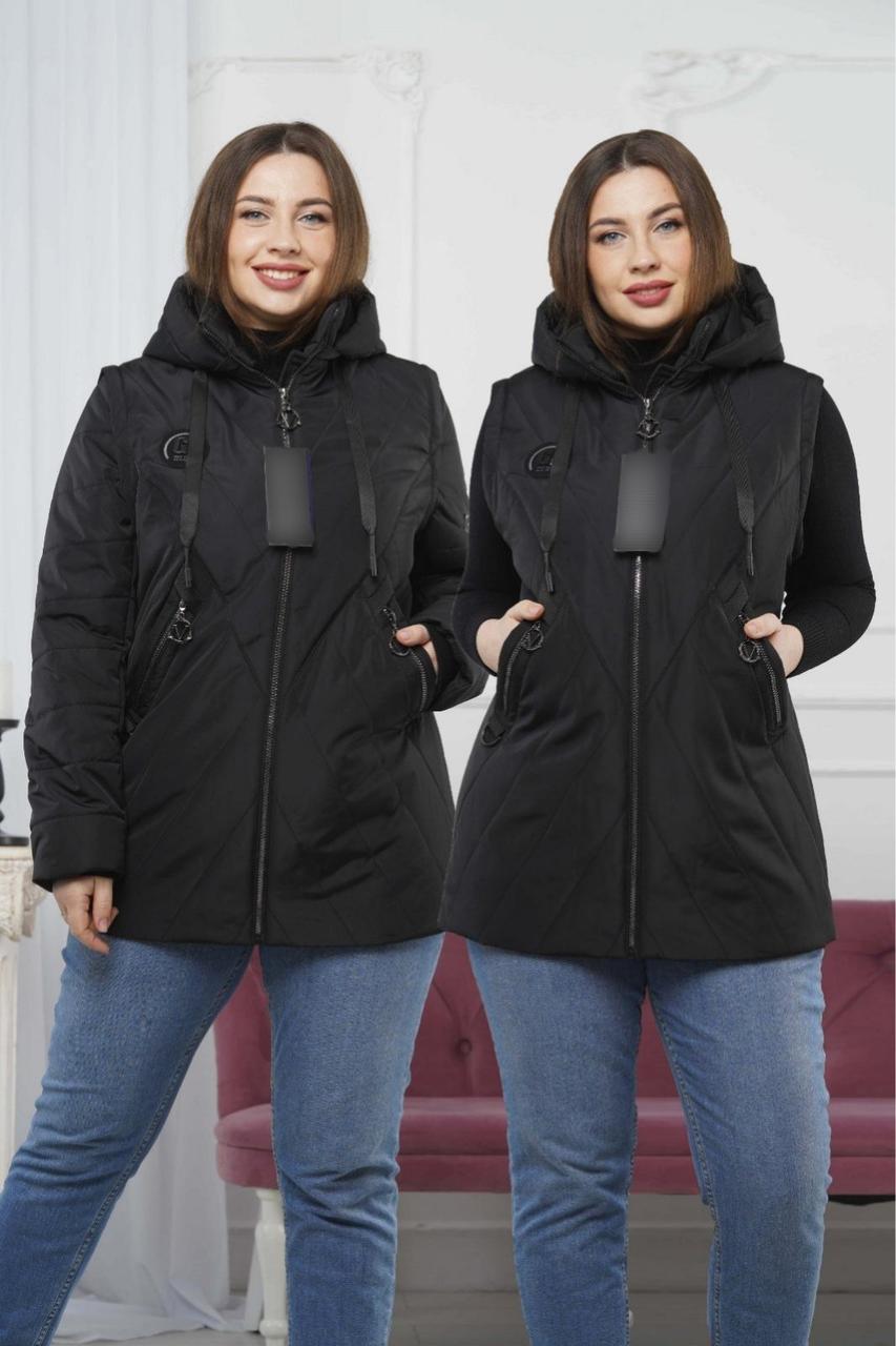 Модні куртки жилетки жіночі демісезонні великі розміри 56-66
