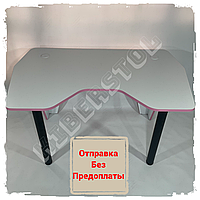 Комп'ютерний Ігровий стіл KiberStol - Joystick White/Pink