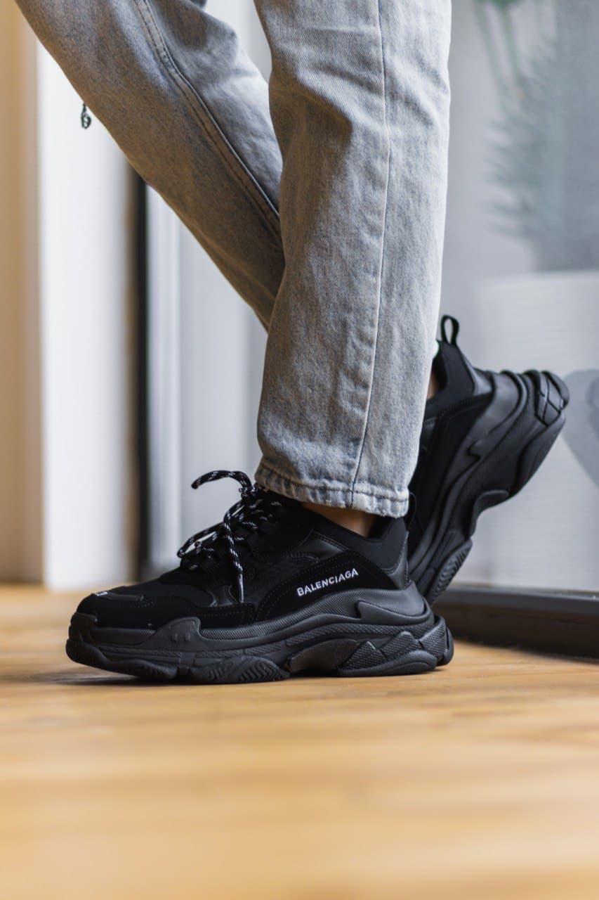 triple s black on feet