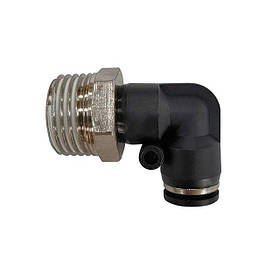 З'єднання цангове L-подібне для поліуретанових та ін. шлангів 10 мм, 1/4" зовн. різьба INTERTOOL PT-2333