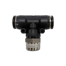 З'єднання цангове Т-подібне для поліуретанових та ін. шлангів 6*6 мм, 1/4“ зовн. різьба INTERTOOL PT-2351