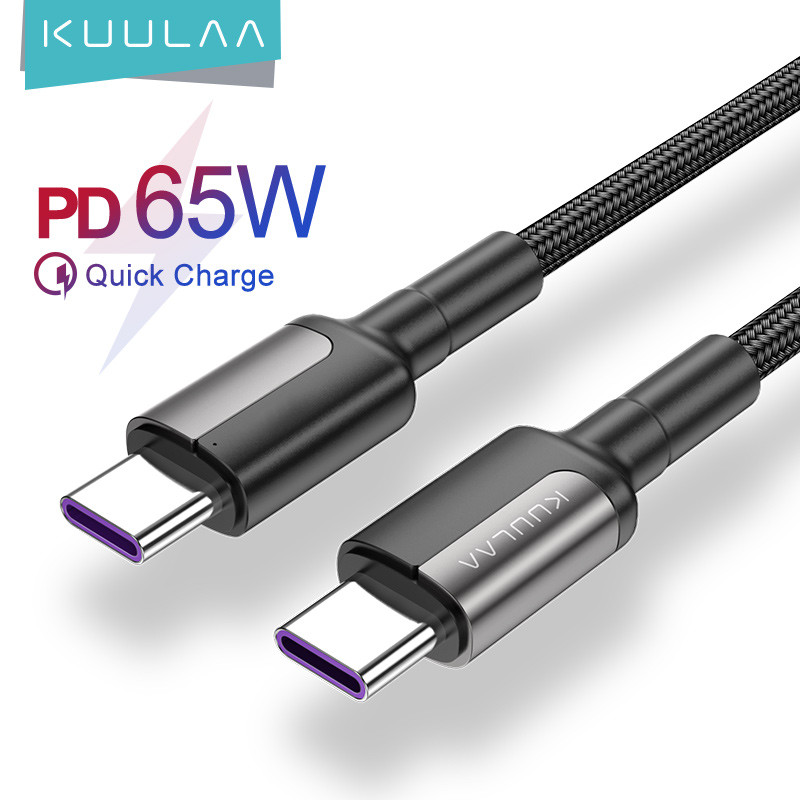 Кабель USB Type-C to Type-C (1m) PD 65W і QC 3.0 шнур швидкої зарядки KUULAA, фото 1