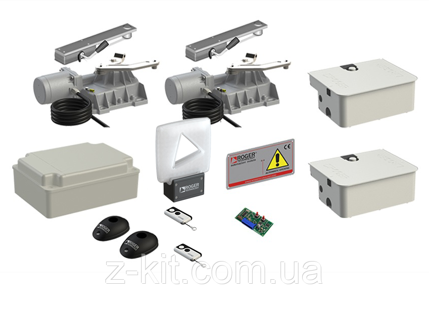 Автоматика для двостулкових воріт Roger Technology KIT BR21/353DHP «Brushless» підземний maxi комплект