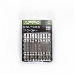 Біта 2-стороння РН1-РН2*65мм хром 10 шт./пач. APRO