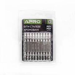 Біта 2-стороння РZ1-РZ2*65 мм хром 10 шт./пач. APRO