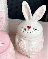Банка для хранения Белый кролик 1,1 л. Керамическая Посуда с кроликами