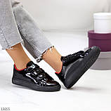 Зручні лакові глянцеві чорні жіночі кеди на липучках на кожен день колір на вибір (взуття жіноче), фото 7